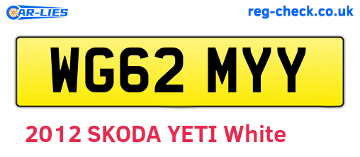 WG62MYY are the vehicle registration plates.