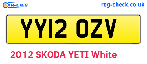YY12OZV are the vehicle registration plates.
