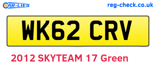 WK62CRV are the vehicle registration plates.