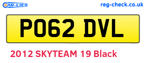 PO62DVL are the vehicle registration plates.