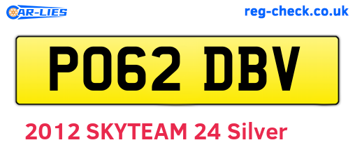 PO62DBV are the vehicle registration plates.