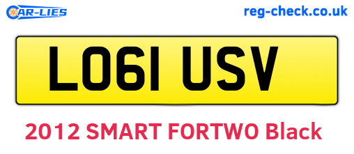 LO61USV are the vehicle registration plates.