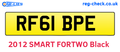 RF61BPE are the vehicle registration plates.