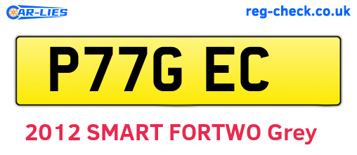P77GEC are the vehicle registration plates.