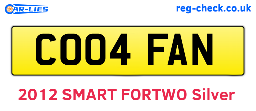 CO04FAN are the vehicle registration plates.