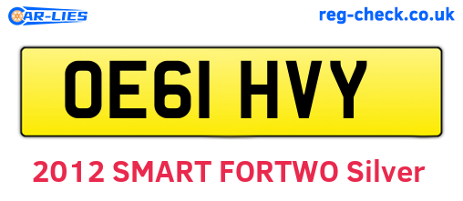 OE61HVY are the vehicle registration plates.