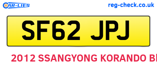 SF62JPJ are the vehicle registration plates.