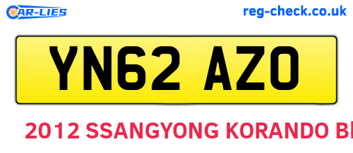 YN62AZO are the vehicle registration plates.