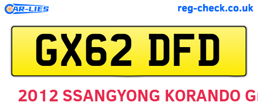 GX62DFD are the vehicle registration plates.