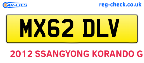 MX62DLV are the vehicle registration plates.