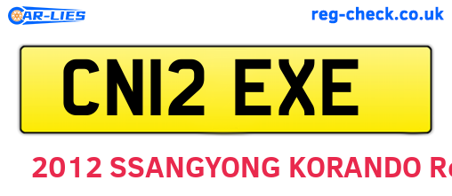 CN12EXE are the vehicle registration plates.