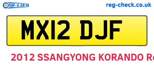 MX12DJF are the vehicle registration plates.