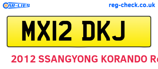 MX12DKJ are the vehicle registration plates.