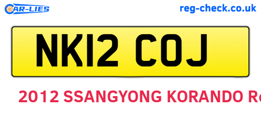 NK12COJ are the vehicle registration plates.