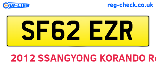 SF62EZR are the vehicle registration plates.