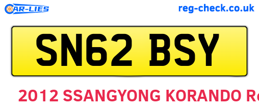 SN62BSY are the vehicle registration plates.