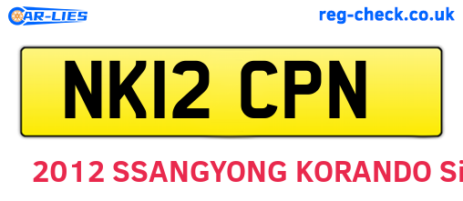 NK12CPN are the vehicle registration plates.