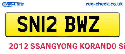 SN12BWZ are the vehicle registration plates.