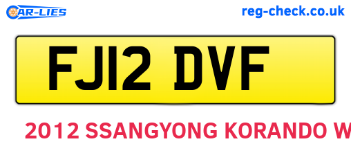 FJ12DVF are the vehicle registration plates.