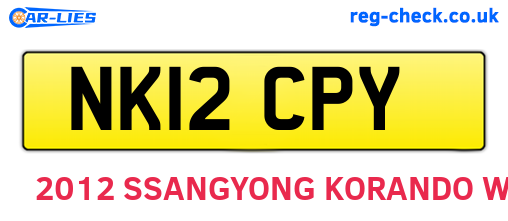 NK12CPY are the vehicle registration plates.
