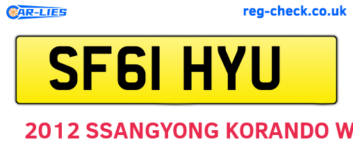 SF61HYU are the vehicle registration plates.