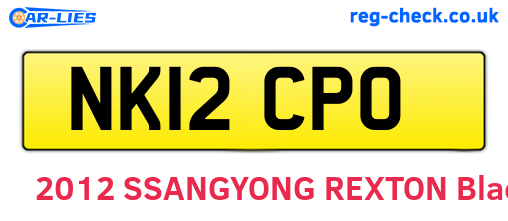 NK12CPO are the vehicle registration plates.