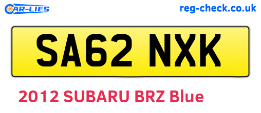 SA62NXK are the vehicle registration plates.