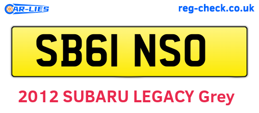 SB61NSO are the vehicle registration plates.