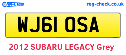 WJ61OSA are the vehicle registration plates.