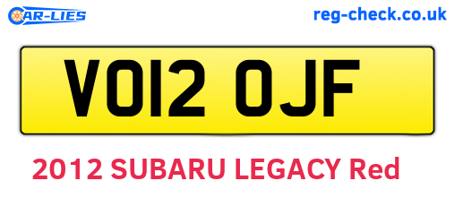 VO12OJF are the vehicle registration plates.