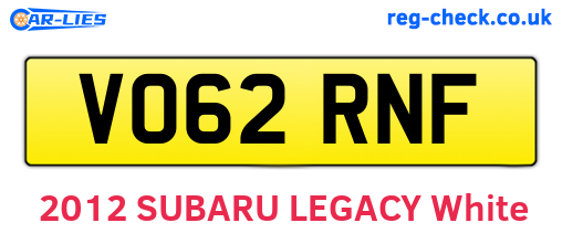 VO62RNF are the vehicle registration plates.