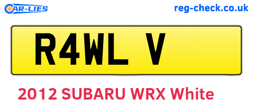 R4WLV are the vehicle registration plates.