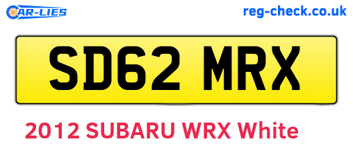 SD62MRX are the vehicle registration plates.
