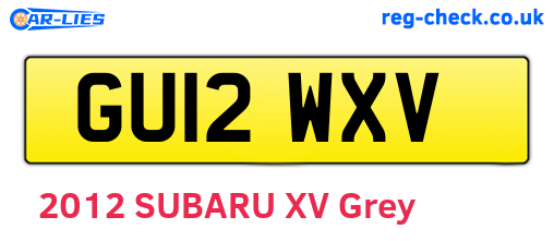 GU12WXV are the vehicle registration plates.