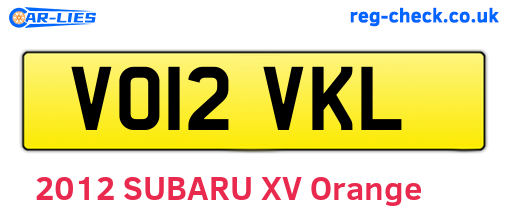 VO12VKL are the vehicle registration plates.