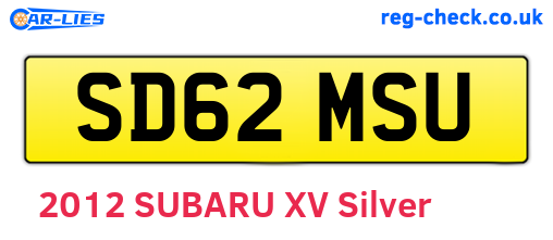 SD62MSU are the vehicle registration plates.