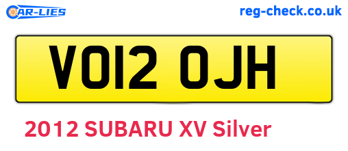 VO12OJH are the vehicle registration plates.