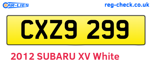 CXZ9299 are the vehicle registration plates.