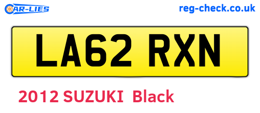 LA62RXN are the vehicle registration plates.