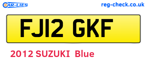 FJ12GKF are the vehicle registration plates.
