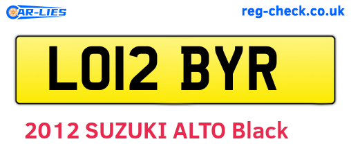 LO12BYR are the vehicle registration plates.