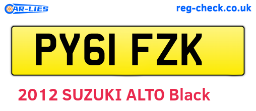 PY61FZK are the vehicle registration plates.
