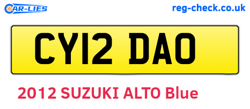 CY12DAO are the vehicle registration plates.