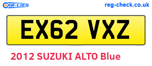 EX62VXZ are the vehicle registration plates.