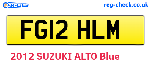 FG12HLM are the vehicle registration plates.