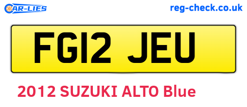 FG12JEU are the vehicle registration plates.