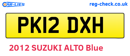 PK12DXH are the vehicle registration plates.