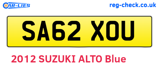 SA62XOU are the vehicle registration plates.
