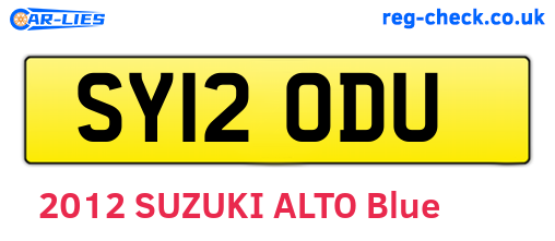SY12ODU are the vehicle registration plates.