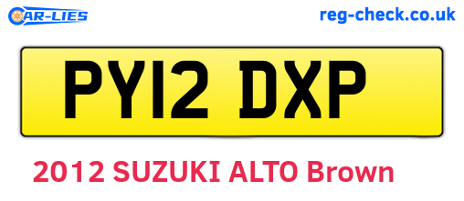 PY12DXP are the vehicle registration plates.
